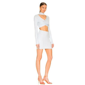 NWT SUPERDOWN‎ Alora Wrap Mini Dress in Baby Blue size Medium